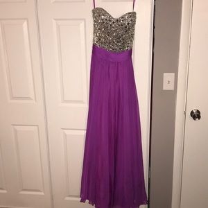 La Semme Strapless Purple Prom Dress